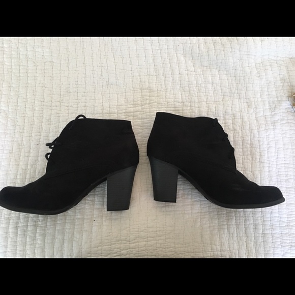 Black Suede Heel Booties - Picture 3 of 5